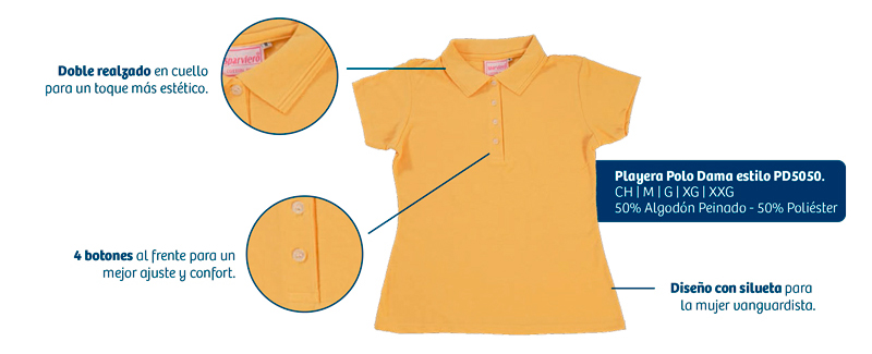 venta de playeras tipo polo pique para Dama